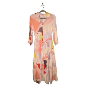 TALLULAH & HOPE $329 Multi-Color Abstract Print Tiered Belted Maxi  Dress Size 8